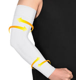 MGANG Lymphedema Compression Arm Sleeve for Women Men, Opaque, 15-20 mmHg Compression Full Arm Support with Silicone Band, Relieve Swelling, Edema, Post Surgery Recovery, Single White S