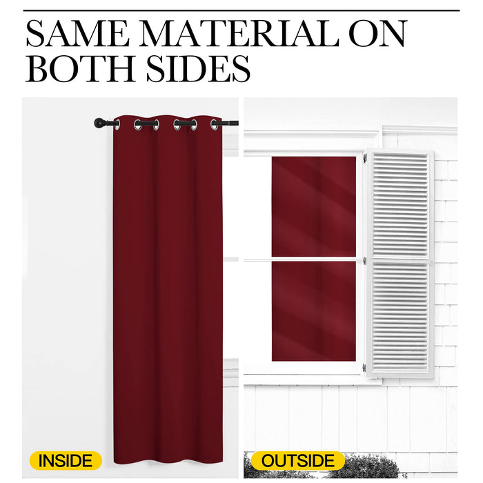 NICETOWN Home Decorations Thermal Insulated Solid Grommet Top Blackout Living Room Curtains/Drapes for Christmas & Thanksgiving Gift (1 Pair, 42 x 84 inches, Burgundy Red)