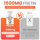 1500mg Fisetin Supplements - Powerful Absorption with Liposomal Delivery,98% Pure Fisetin,Polyphenol Antioxidant for Healthy Aging,Non-GMO - 1 Bottles, 60 Softgels for Adults