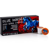 Blue Horse 100% Kona Coffee Pods- Medium Roast, 10ct Single Serve Pods - Compatible with K Cups 2.0 - Farm-fresh Kona Coffee Pods Arabica Beans from the Big Island of Hawaii