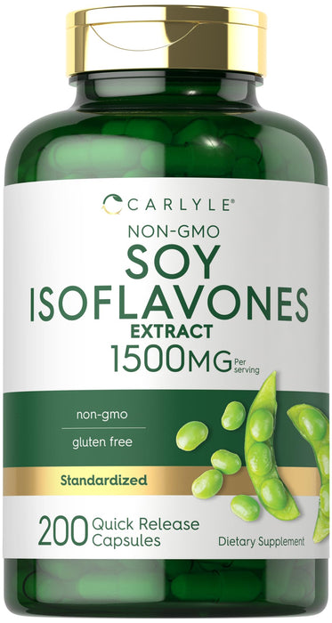 Carlyle Soy Isoflavones for Women and Men 1500mg | 200 Capsules | Non-GMO, Gluten Free Extract Supplement