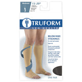 Truform 15-20 mmHg Compression Stockings for Men and Women, Knee High Length, Open Toe, Black, Large