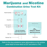 Easy@Home Marijuana & Nicotine Test Kit: 15 Pack Testing Kits for THC and Nicotine Metabolites Cotinine(COT) in Urine, Built-in Strips Combo Home Drug Tests for Weed/Vaping/Tobacco, EDOAP-124