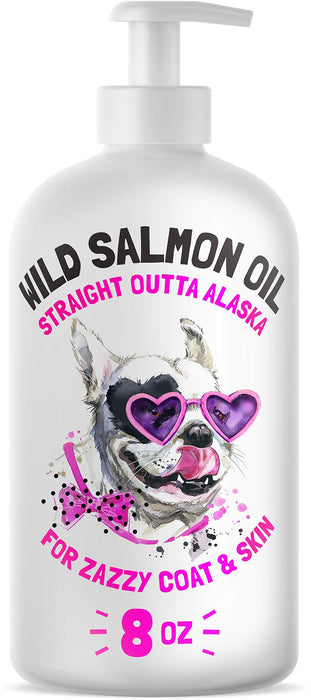 Wild Alaskan Salmon Oil for Dogs & Cats - Pure Fish Omega 3 6 9 Liquid EPA DHA Fatty Acids - Skin & Coat Supplement - Supports Joint Function, Brain, Eye, Immune & Heart Health - Made in USA 8 oz