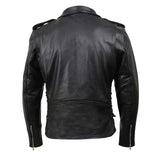 Milwaukee Leather SH1011 Black Classic Brando Motorcycle Jacket for Men Made of Cowhide Leather w/Side Lacing - Small