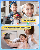 LETSHAHA Kids Camera Instant Print, Christmas Birthday Gifts for Toddle Girls Boys Age 3-12, 24MP & 1080P Selfie Digital Camera with 3 Roll No-Ink Print Paper 32G SD Card - Black