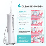 Water Flosser,Water Flosser Cordless,Uthvouxy Portable Dental Flossers with 4 Modes 5 Tips,Dental Care,Waterproof Oral Irrigator Rechargeable Powerful Teeth Oral Cleaner for Home & Travel-White