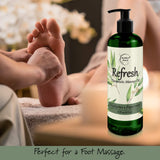 Refresh Massage Oil with Eucalyptus & Peppermint Essential Oils - Great for Massage Therapy. All Natural Massage Oil for Sore Muscles. Ideal for Full Body Massage – Nut Free Formula 16oz