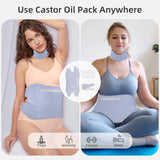 Plus Size Castor Oil Pack Wrap for Women Gifts, 3Pack Castor Oil Pack Waist Neck Kit for Liver Thyroid Detox with Organic Cotton Cloth Pad, Adjustable Castor Oil Compress Wrap Cotton Flannel Reusable