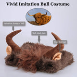 Onmygogo Funny Pet Moose Costumes for Dog, Cute Furry Pet Wig for Halloween Christmas, Pet Clothing Accessories (Bull, Size L)