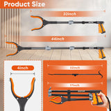 AUXTUR 44"Grabber Reacher Tool and 32"Long Handled Dressing Stick,3pack Grabber Reacher Tool with Rotating Jaws and Magnetic Function for Easy Pickup - Ideal Reach and Pick Tool for Seniors(Orange)