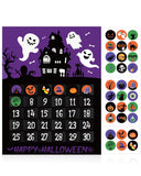 Halloween Advent Calendar Countdown to Halloween for 30 Days Ghost Black Cat Purple Paper Poster Removable Stickers Halloween Haunted House Decor for Home Classroom Office Wall Door Kids Gift Idea