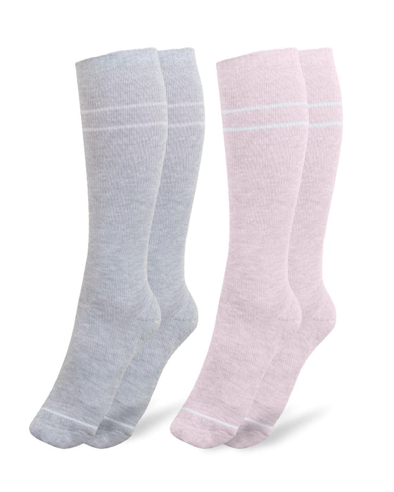 Kindred Bravely Maternity Compression Socks 2-Pack | Graduated Compression Socks for Circulation Pregnancy Travel (Pink & Grey Heather, Small)
