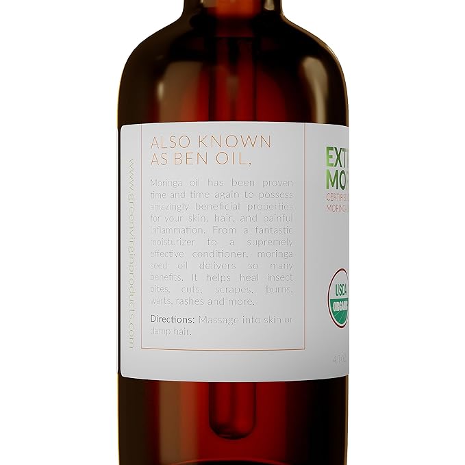 NEW Organic Moringa Oil, Cold Pressed, Extra Virgin, 100% Pure, Food Grade