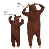 NAITOKE Adult Animal Onesie Halloween Costume Cosplay One-Piece Pajamas Women Man Teens Brown