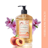 A LA MAISON Liquid Soap, Heirloom Peach - Uses: Hand and Body, Triple Milled, Essential Oils, Biodegradable, Plant Based, Vegan, Cruelty-Free, Alcohol & Paraben Free (16.9 oz, 3 Pack)