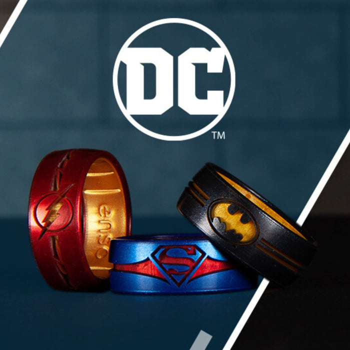 Enso Rings DC Comics Collection - Breathable Silicone Ring - Etched Design - Comfortable and Safe - Superman - Size 9