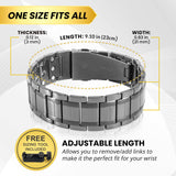 MagnetRX® 3X Strength Magnetic Bracelets for Men – Effective Magnetic Mens Titanium Bracelet – Premium Fold-Over Clasp & Adjustable Length with Sizing Tool & Gift Box (Gunmetal)