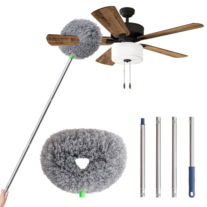 BOOMJOY Ceiling Fan Cleaner Duster, Fan Blade Cleaner with Extension Handle, Fan Cleaner Duster High Ceiling, Microfiber Duster with 13 to 49.7 Inch Pole