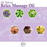 Relax Therapeutic Body Massage Oil - with Best Essential Oils for Sore Muscles & Stiffness – Lavender, Peppermint & Marjoram - All Natural - with Sweet Almond, Grapeseed & Jojoba Oil 8oz