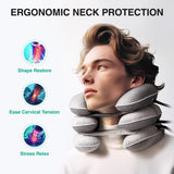 Byroncare Neck Stretcher, Cervical Traction Device and Neck Braces for Neck Pain Relief, Neck Traction Device & Cervicorrect Neck Brace Inflatable for Home Use (Light Grey)