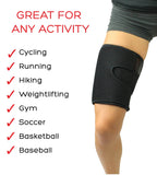 Adjustable Thigh Brace Support, Quadriceps Support and Thigh Wraps for Men and Women. Unisex Breathable Neoprene Non-Slip Hamstring Compression Sleeve