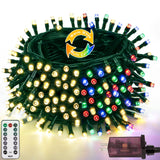 82FT 200 LED Color Changing Christmas String Lights with Remote & Timer & Memory Function, 8 Lighting Modes Waterproof Fairy String Lights for Xmas Tree Holiday Party Garden (Warm White & Multicolor)