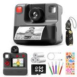 LETSHAHA Kids Camera Instant Print, Christmas Birthday Gifts for Toddle Girls Boys Age 3-12, 24MP & 1080P Selfie Digital Camera with 3 Roll No-Ink Print Paper 32G SD Card - Black