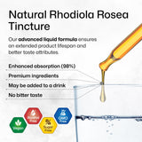 BIO KRAUTER Rhodiola Rosea Supplement Liquid - Organic Rhodiola Rosea Extract - Vegan Adaptogenic Drops for Mood & Brain Support - Alcohol & Sugar Free Rhodiola Tincture 4 Fl.Oz.