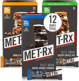 MET-Rx Big 100 Colossal Protein Bars, Healthy Meal Replacement Snack, 12 Count Variety Pack - 4 Super Cookie Crunch, 12 Crispy Apple Pie, 12 Vanilla Caramel Churro