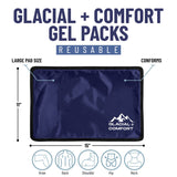 Glacial Comfort Gel Ice Pack for Back Pain - (15" x 11") Reusable Cold Pads for Hip, Knee, Shoulder Injuries, Muscle Strains, Migraine & Postpartum Recovery with Flex Technology - Compression Pad.