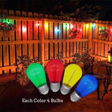 Jslinter Colored String LED Light Bulbs - 1 watt Plastic Outdoor Indoor S14 Bulbs for Christmas String Light Replacement - Shatterproof - E26 Base - 16Pack - Red/Blue/Yellow/Green