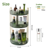 Rotating Makeup Organizer for Vanity, Skin Care Perfume Organizers Large Capacity, Bathroom Counter Organizer for Make Up Cosmetic Lipstick, Clear Spinning Organizer Perfume Holder (3 Tiers, Green)