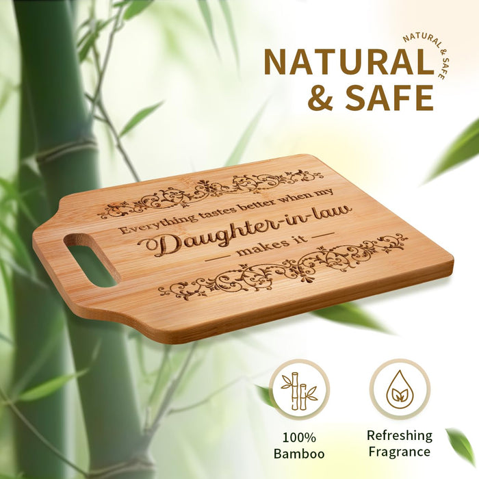 AceThrills Daughter in Law Gifts -12.3"L x 8.7"W x 0.4"Th Engraved Bamboo Cutting Board - Gifts for Daughter in Law Gifts from Mother in Law, Daughter in Law Christmas Birthday Gifts