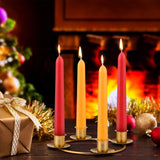 Sliner 8 Pcs Christmas Advent Wreath Ring Gold Advent Ring Candle Holder Round Shape Taper Metal Advent Wreath for Home Table Decor Xmas Decorations