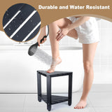 MISSEND Shower Foot Rest 13 in, Bamboo Shower Stool for Shaving Legs,Corner Bath Shower Bench with Starage Shelf for Inside Small Shower Spaces - Water Resistant-Black