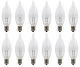 Creative Hobbies® Replacement Light Bulbs for Electric Candle Lamps, Flame Tip Bulbs for Window Candles, Chandeliers - 7 Watt - 120 Volt - E12 Candelabra- Pack of 12