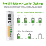 EBL Rechargeable AA Batteries 2800mAh 1.2V Ni-MH AA Rechargeable Batteries 12 Pack