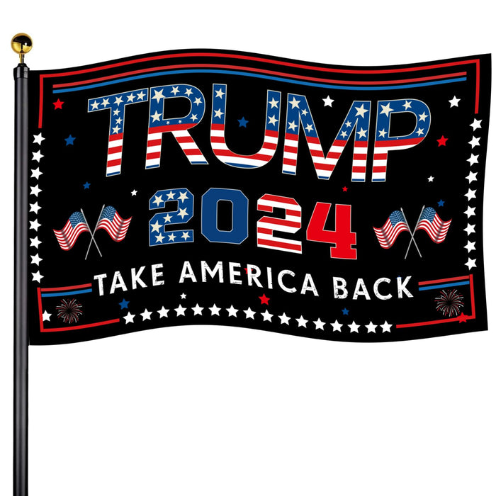 Trump 2024 Flag, 3 x 5FT "TAKE AMERICA BACK" Flag, Double Sided Three Ply Trump Flag, UV protection, Fade Resistant, Durable Flag Suitable for Indoor Outdoor
