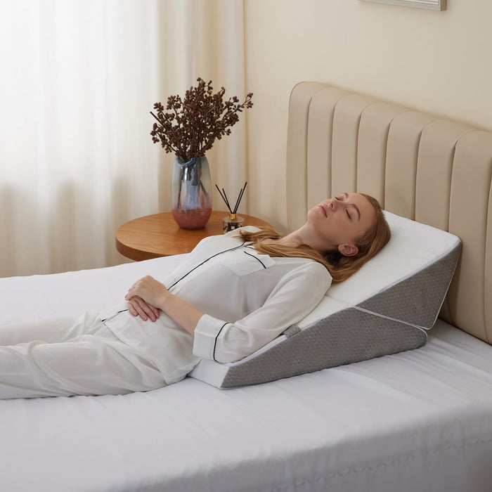 Bedluxe Wedge Pillow for Sleeping, Adjustable 9&12 Inch Foldable Bed W