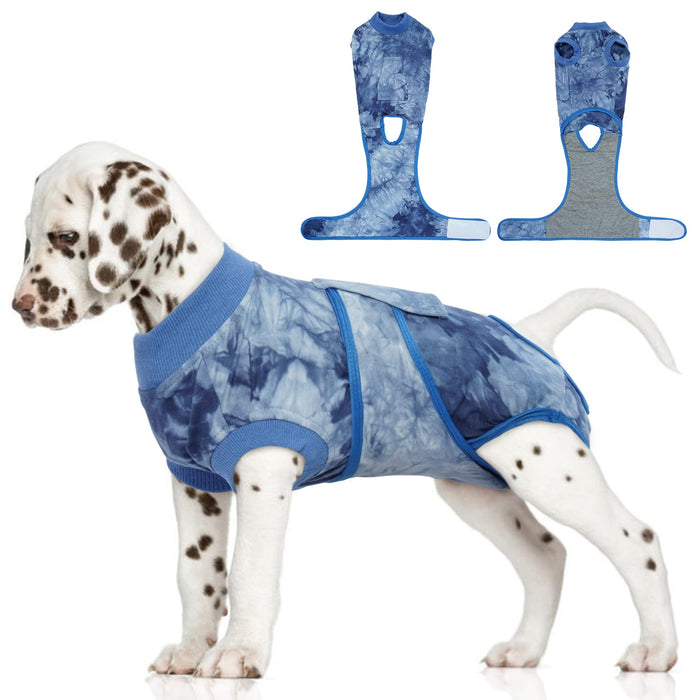 FUAMEY Recovery Suit for Dogs After Surgery,Soft Breathable Dog Bodysuit E-Collar & Cone Alternative Surgical Suit,Male Female Dog Neuter Spay Suits Anti Licking Wounds Onesie Blue Tie Dye S