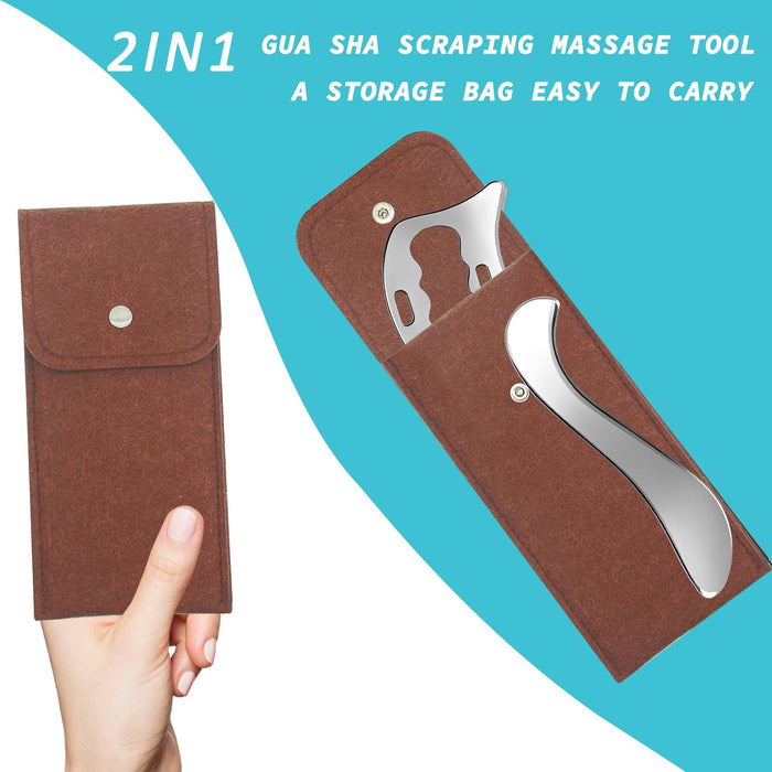 2-in-1 Stainless Steel Gua Sha Muscle Scraper Tool, Myofascial Scraping Tools for Physical Therapy, Lymphatic Drainage Massager, IASTM Tools, Soft Tissue Massage Tool (S+D)