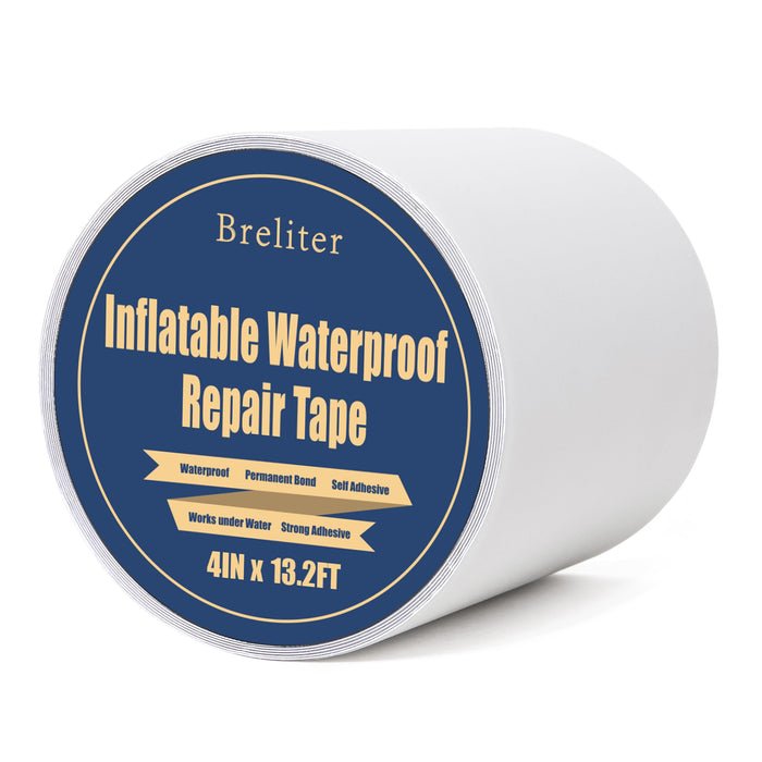 Breliter Inflatable Waterproof Repair Tape - Waterproof TPU Patch Repair Kit, Sealing Repair Tape for Air Mattress, Bounce House, Inflatable Toys, Tent, Swimming Ring, Heavy Duty - 4in x 13.2ft