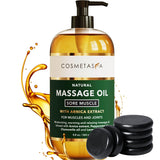 Cosmetasa Sore Muscle Massage Oil with Massage Hot Stones - Soothes Muscle and Joint with Arnica Extract, Peppermint, Chamomile, and Lavender Oil