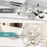 SpaceHacks 4 Pack Stackable Makeup Organizer and Storage, Acrylic Organizers，Clear Plastic Storage Drawer with Handles for Vanity, Undersink, Kitchen Cabinets, Pantry