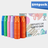 Lilymicky 500 Pack 3 oz Plastic Cups, Disposable Party Cups, Bathroom Cups in Assorted Colors Can Be Used As Tasting Cups, Party Tumblers, Jelly Party Shot Cups, and Dental Cups