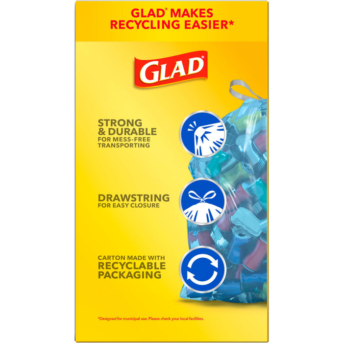 Glad Trash Bags, Recycling Tall Drawstring Kitchen Garbage Bags, Blue, 13 Gallon, 45 Count, Pack May Vary