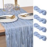 Joanlody Blue Cheesecloth Table Runner 10Ft Rustic Gauze Cheese Cloth Table Runner Boho Tablecloth for Wedding Bridal Shower Fall Thanksgiving Christmas Decoration 4 Pack