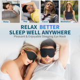 3D Sleep Mask for Side Sleeper, 100% Light Blocking Sleeping Eye Mask for Women Men, Contoured Cup Night Blindfold, Luxury Eye Cover Eye Shade with Adjustable Strap for Travel, Nap, Meditation, Black