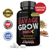 Savage Grow Max 1600MG Advanced Men's Heath Formula 60 Capsules